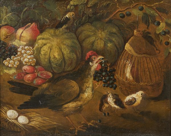 ARTISTA DEL XVIII SECOLO : Natura morta con frutta e gallina  - Asta Asta 379 | ARTE ANTICA E DEL XIX SECOLO - Dipinti antichi e antiquariato  Online - Associazione Nazionale - Case d'Asta italiane