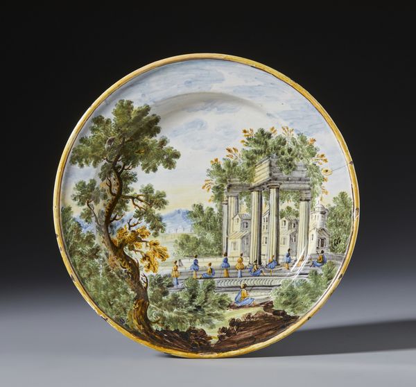 CASTELLI D'ABRUZZO, XVIII SECOLO : Piatto in maiolica policroma raffigurante un paesaggio con rovine e personaggi  - Asta Asta 379 | ARTE ANTICA E DEL XIX SECOLO - Dipinti antichi e antiquariato  Online - Associazione Nazionale - Case d'Asta italiane