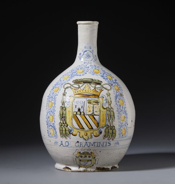 CASTELLI D'ABRUZZO, XVIII SECOLO : Grande fiasca in maiolica policroma con stemma cardinalizio entro ghirlanda ed iscrizione alla base  - Asta Asta 379 | ARTE ANTICA E DEL XIX SECOLO - Dipinti antichi e antiquariato  Online - Associazione Nazionale - Case d'Asta italiane