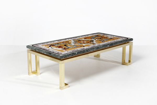 MANIFATTURA DEL XIX-XX SECOLO : Piano in commesso di marmi con decorazioni a spirali fitomorfe  - Asta Asta 379 | ARTE ANTICA E DEL XIX SECOLO - Dipinti antichi e antiquariato  Online - Associazione Nazionale - Case d'Asta italiane