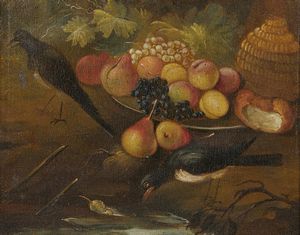 ARTISTA DEL XVIII SECOLO - Natura morta con frutta e volatili