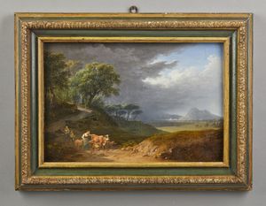 ARTISTA DEL XVIII SECOLO : Paesaggio con contadini e animali  - Asta Asta 379 | ARTE ANTICA E DEL XIX SECOLO - Dipinti antichi e antiquariato  Online - Associazione Nazionale - Case d'Asta italiane