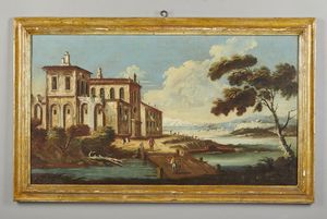 ARTISTA VENETO DEL XVIII SECOLO : Coppia di dipinti raffiguranti paesaggio fluviale con personaggi  - Asta Asta 379 | ARTE ANTICA E DEL XIX SECOLO - Dipinti antichi e antiquariato  Online - Associazione Nazionale - Case d'Asta italiane