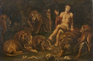 ARTISTA NORDEUROPEO DEL XVIII SECOLO - San Daniele nella fossa dei leoni