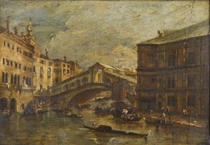 GUARDI FRANCESCO (1712 - 1793) - Nello stile di. Veduta del ponte di Rialto
