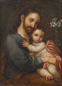ARTISTA SPAGNOLO DEL XVIII SECOLO - San Giuseppe con Bambino