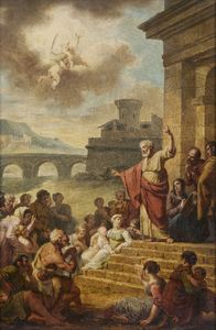 MONSIAU NICOLAS-ANDRÉ (1754 - 1837) : Attribuito a. Predica di San Pietro  - Asta Asta 379 | ARTE ANTICA E DEL XIX SECOLO - Dipinti antichi e antiquariato  Online - Associazione Nazionale - Case d'Asta italiane