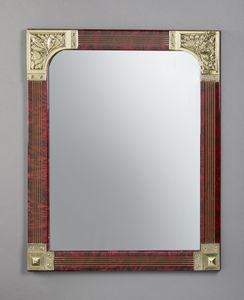 MANIFATTURA DEL XX SECOLO - Specchiera in radica in stile Art Deco con inserti in metallo dorato