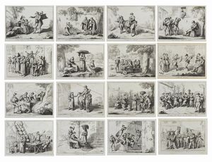 PINELLI BARTOLOMEO (1781 - 1835) - Gruppo di sedici incisioni dalla serie nuova raccolta di cinquanta costumi pittoreschi incisi all'acquaforte