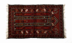 BELUCHISTAN - Tappeto da preghiera con decori a nicchia