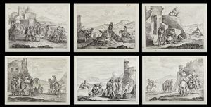 ZILOTTI DOMENICO BERNARDO (1730 - 1780) - Gruppo di sei incisioni raffiguranti scene di battaglia