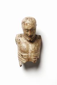 SCULTORE DI AREA TOSCANA DEL XIV-XV SECOLO - Frammento di Corpus Christi in legno intagliato