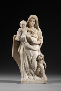 SCULTORE ITALIANO DEL XVI SECOLO - Madonna con Bambino e San Giovannino