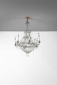 MANIFATTURA DEL XIX-XX SECOLO - Lampadario in stile Impero in cristallo e metallo