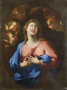 ARTISTA LOMBARDO DEL XVII SECOLO - Madonna orante e angeli