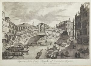 BRUSTOLON GIOVANNI BATTISTA (1712 - 1796) - Superba moles pontis Rivoalti ad Orentalem plagam