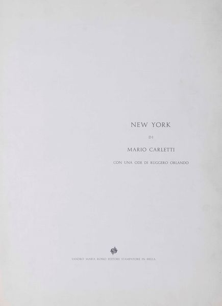 Mario Carletti : New York  - Asta Arte moderna e contemporanea - Associazione Nazionale - Case d'Asta italiane