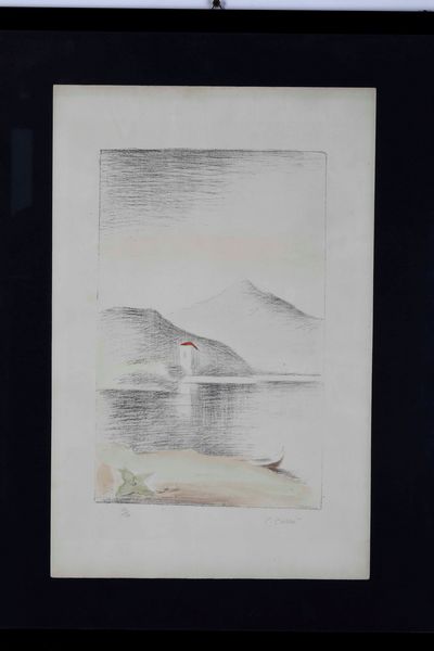 Carlo Carrà : Paesaggio del lago  - Asta Arte moderna e contemporanea - Associazione Nazionale - Case d'Asta italiane