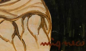 Giuseppe Migneco : La donna con il gatto  - Asta Arte moderna e contemporanea - Associazione Nazionale - Case d'Asta italiane