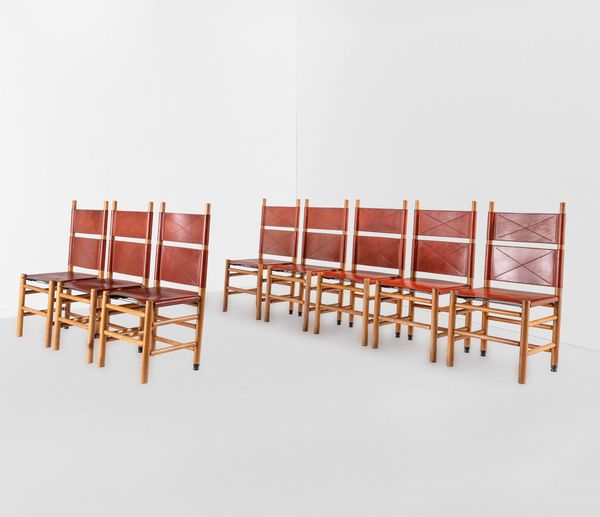 Carlo Scarpa : Otto sedie mod. Kentucky  - Asta Design 200 - Associazione Nazionale - Case d'Asta italiane