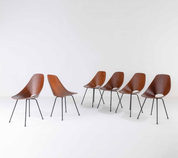 Vittorio  Nobili : Sei sedie mod. Medea  - Asta Design 200 - Associazione Nazionale - Case d'Asta italiane