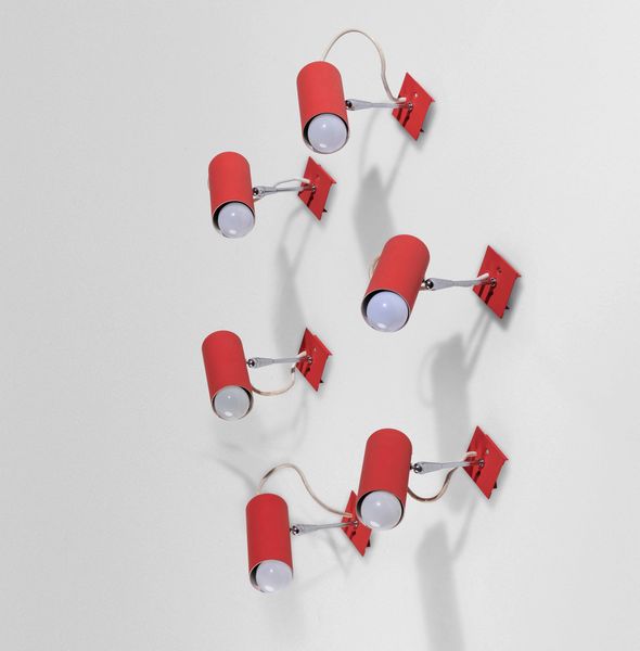 GINO SARFATTI : Sei lampade da parete mod.36  - Asta Design 200 - Associazione Nazionale - Case d'Asta italiane