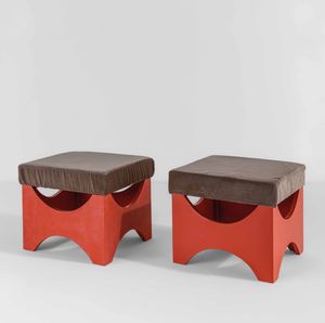 ETTORE SOTTSASS - Due pouf mod. Dado T29