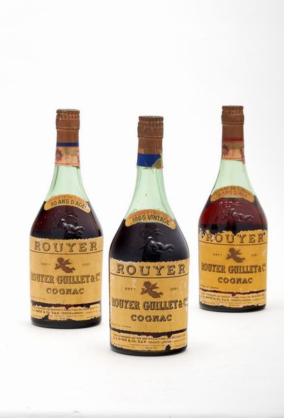FRANCIA : Rouyer Guillet Cognac Reserve de L'Ange 1865, 50 Ans e 15 Ans (3 BT)  - Asta Vini e distillati - Associazione Nazionale - Case d'Asta italiane
