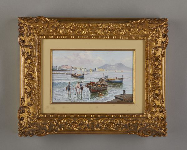 SCOPPA RADAMES RAIMONDO (1877 - 1957) : Coppia di dipinti raffiguranti marine napoletane  - Asta Asta 381 | ARTE ANTICA E DEL XIX SECOLO - Dipinti del XIX secolo  Online - Associazione Nazionale - Case d'Asta italiane