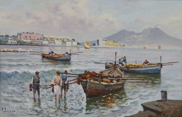 SCOPPA RADAMES RAIMONDO (1877 - 1957) : Coppia di dipinti raffiguranti marine napoletane  - Asta Asta 381 | ARTE ANTICA E DEL XIX SECOLO - Dipinti del XIX secolo  Online - Associazione Nazionale - Case d'Asta italiane