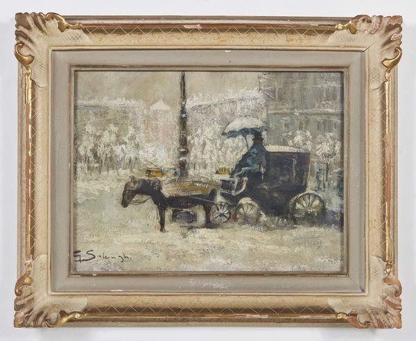 SOLENGHI  GIUSEPPE (1879 - 1944) : Paesaggio innevato con carrozza e personaggio  - Asta Asta 381 | ARTE ANTICA E DEL XIX SECOLO - Dipinti del XIX secolo  Online - Associazione Nazionale - Case d'Asta italiane