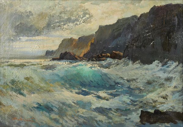 BRIANTE EZELINO (1901 - 1971) : Scogliera sul mare  - Asta Asta 381 | ARTE ANTICA E DEL XIX SECOLO - Dipinti del XIX secolo  Online - Associazione Nazionale - Case d'Asta italiane