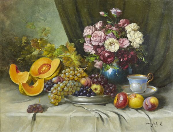 SZEKELYHIDY (XX SECOLO) A. : Natura morta con fiori e frutta  - Asta Asta 381 | ARTE ANTICA E DEL XIX SECOLO - Dipinti del XIX secolo  Online - Associazione Nazionale - Case d'Asta italiane