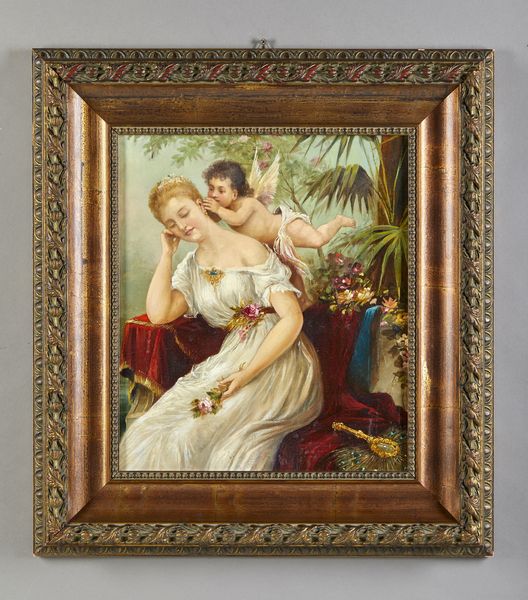 ARTISTA DEL XX SECOLO : Fanciulla con un amorino  - Asta Asta 381 | ARTE ANTICA E DEL XIX SECOLO - Dipinti del XIX secolo  Online - Associazione Nazionale - Case d'Asta italiane