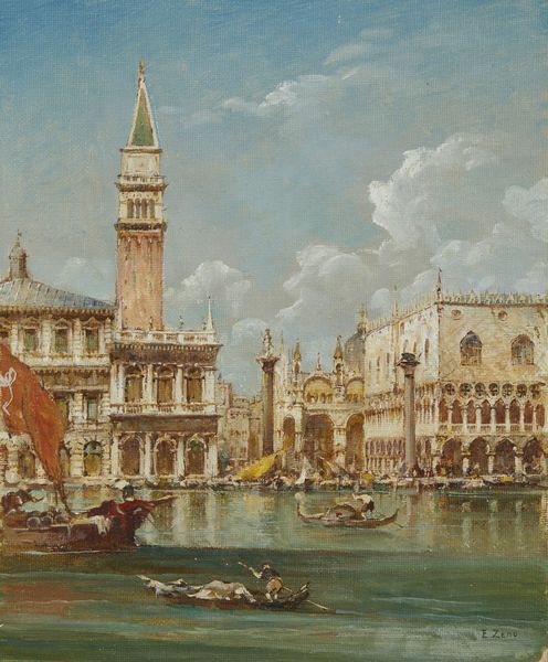 BONIVENTO EUGENIO  (1880 - 1956) : Veduta del bacino di San Marco dalla Punta della Dogana  - Asta Asta 381 | ARTE ANTICA E DEL XIX SECOLO - Dipinti del XIX secolo  Online - Associazione Nazionale - Case d'Asta italiane