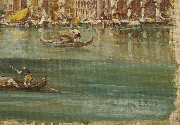 BONIVENTO EUGENIO  (1880 - 1956) : Veduta del bacino di San Marco dalla Punta della Dogana  - Asta Asta 381 | ARTE ANTICA E DEL XIX SECOLO - Dipinti del XIX secolo  Online - Associazione Nazionale - Case d'Asta italiane
