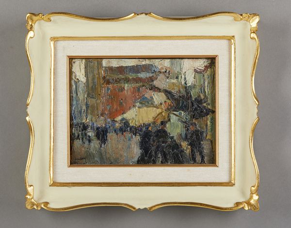 MORI NENO (1899 - 1968) : Strada di citt� con personaggi  - Asta Asta 381 | ARTE ANTICA E DEL XIX SECOLO - Dipinti del XIX secolo  Online - Associazione Nazionale - Case d'Asta italiane