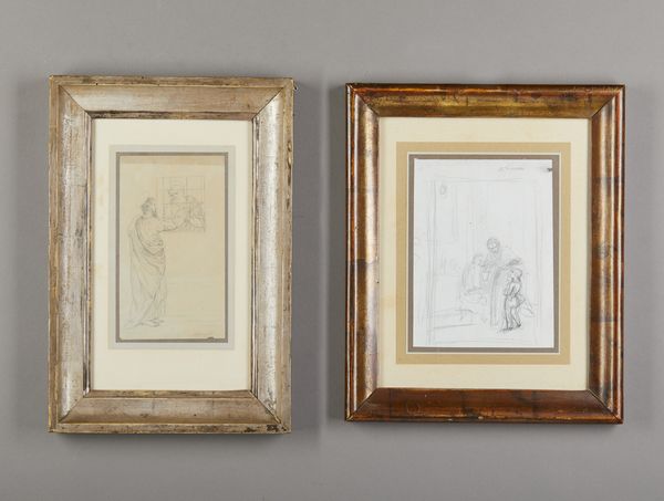 Scuola italiana del XIX secolo : Coppia di disegni raffiguranti una Scena d'interno e San Pietro in carcere visitato da San Paolo (dall'originale di Filippino Lippi)  - Asta Asta 381 | ARTE ANTICA E DEL XIX SECOLO - Dipinti del XIX secolo  Online - Associazione Nazionale - Case d'Asta italiane