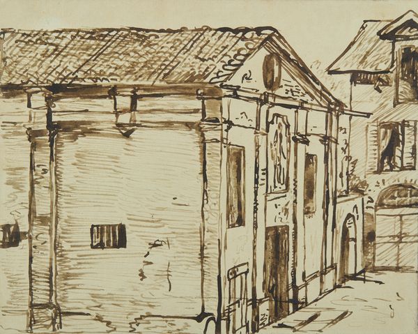 Scuola italiana del XIX secolo : Fronte di chiesa.  - Asta Asta 381 | ARTE ANTICA E DEL XIX SECOLO - Dipinti del XIX secolo  Online - Associazione Nazionale - Case d'Asta italiane