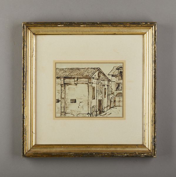 Scuola italiana del XIX secolo : Fronte di chiesa.  - Asta Asta 381 | ARTE ANTICA E DEL XIX SECOLO - Dipinti del XIX secolo  Online - Associazione Nazionale - Case d'Asta italiane