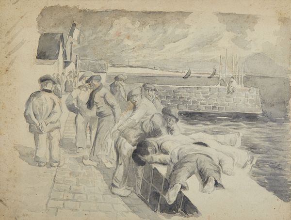 Scuola italiana del XIX secolo : Due disegni raffiguranti uno Studio di figure e Personaggi al porto  - Asta Asta 381 | ARTE ANTICA E DEL XIX SECOLO - Dipinti del XIX secolo  Online - Associazione Nazionale - Case d'Asta italiane