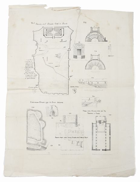 INCISORE DEL XIX SECOLO : Pianta dell'etrusca citt� di Fiesole  - Asta Asta 381 | ARTE ANTICA E DEL XIX SECOLO - Dipinti del XIX secolo  Online - Associazione Nazionale - Case d'Asta italiane