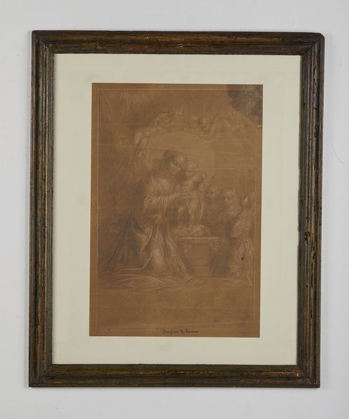 BORGHESI GIAMBATTISTA (1790 - 1846) : Attribuito a. Madonna con Bambino e angeli / Studio di nudo maschile (al retro)  - Asta Asta 381 | ARTE ANTICA E DEL XIX SECOLO - Dipinti del XIX secolo  Online - Associazione Nazionale - Case d'Asta italiane