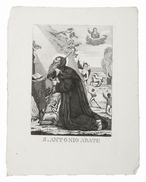 INCISORE DEL XIX SECOLO : S. Antonio Abate  - Asta Asta 381 | ARTE ANTICA E DEL XIX SECOLO - Dipinti del XIX secolo  Online - Associazione Nazionale - Case d'Asta italiane