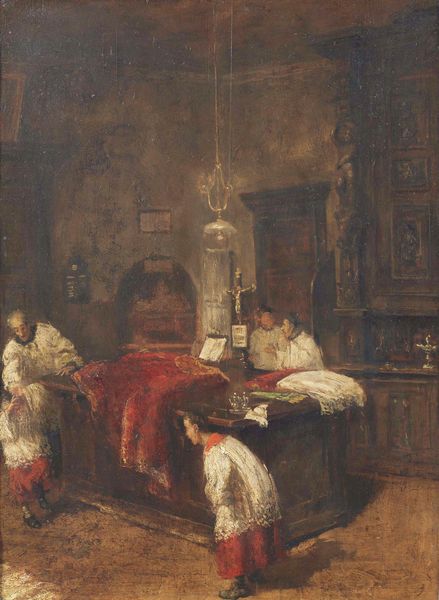 ARTISTA ITALIANO DEL XIX SECOLO : In sacrestia  - Asta Asta 381 | ARTE ANTICA E DEL XIX SECOLO - Dipinti del XIX secolo  Online - Associazione Nazionale - Case d'Asta italiane