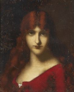 HENNER JEAN JACQUES (1829 - 1905) - Attribuito a. Ritratto femminile