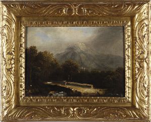 SIGNORINI TELEMACO (1835 - 1901) : Attribuito a. Paesaggio con personaggio  - Asta Asta 381 | ARTE ANTICA E DEL XIX SECOLO - Dipinti del XIX secolo  Online - Associazione Nazionale - Case d'Asta italiane