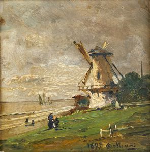 DELLEANI LORENZO (1840 - 1908) - Mulino sul mare