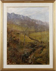 SOLDINI ARNALDO (1862 - 1936) : Paesaggio montano  - Asta Asta 381 | ARTE ANTICA E DEL XIX SECOLO - Dipinti del XIX secolo  Online - Associazione Nazionale - Case d'Asta italiane