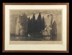 KLINGER MAX (1857 - 1920) : L'Isola dei Morti (da Arnold B�cklin)  - Asta Asta 381 | ARTE ANTICA E DEL XIX SECOLO - Dipinti del XIX secolo  Online - Associazione Nazionale - Case d'Asta italiane